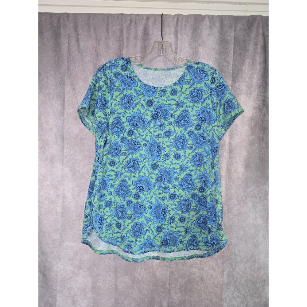 J. JILL Fit Fit Progress Shirttail Floral Tee Pima Cotton Size M Petite